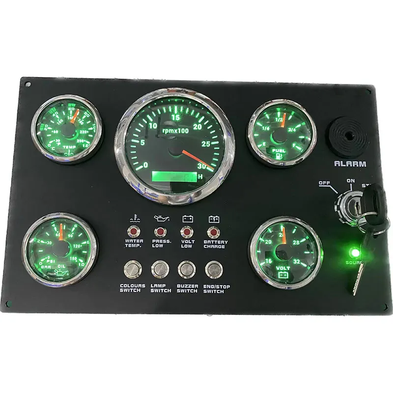 H3831133edb3a4dd390d38aa77f9f4c014.webp 300*190mm 3KRPM 16-32V 0-10Bar Diesel Engine Control Box Instrument Panel - Image 1