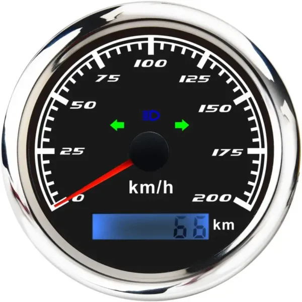 85mm Analog LED and LCD Display 0-200KM/H Adjustable Pulse Signal Speedometer Gauge with Turning Light/Odometer