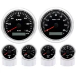 6 Gauge Set 85mm GPS Speedometer 80MPH Tacho 8000RPM Gauge Fuel Level Oil Pressure Water Temp Volt Gauge Waterproof Fit Boat