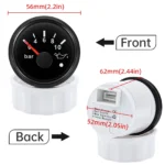 2 52mm Car Truck Oil Pressure Gauge 0-10Bar Meter With 1/8NPT Press Sensor 12V 24V - Image 4