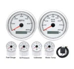 85mm 6 Gauge Set GPS Speedometer 0-60MPH Tachometer Waterproof Fuel  Level Water Temp Volt Meter Oil Pressure with Sender Sensor