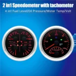 GPS Speedometer with Tacho Fuel Level Water Temp Oil Pressure Gauge Voltage 4in1 for Car AUTO Boat Marine(Black and Silver) - Image 4