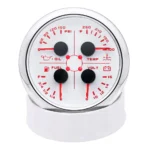 85mm Boat 4 in 1 Multifunction Gauge Fuel Level 240-33ohm Oil Pressure Temp Volt