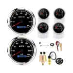 6 Gauge Set 85mm GPS Speedometer 160MPH Tacho 8000RPM & 52mm Fuel Level Oil Pressure Water Temp Voltage Meter With Sensor
