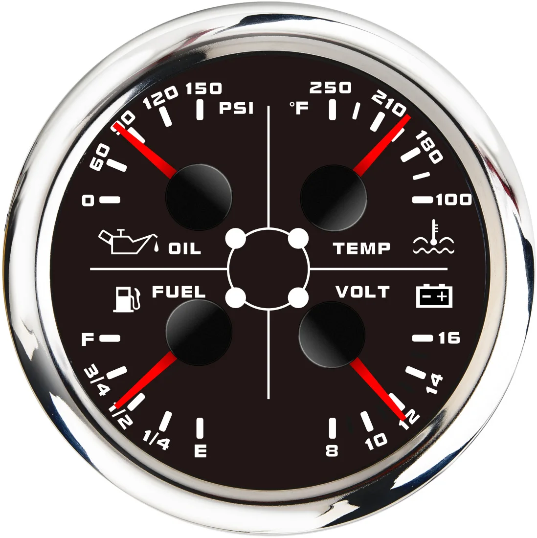 H40b771da4d0c471398c920c8e1f70249Y.webp 85mm 4 in 1 Black Oil Pressure Fuel Level Meter Voltage Water Temperature Gauge Multifunction Gauge - Image 1