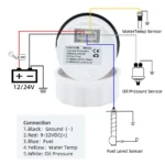 52mm 3 in 1 Multi-Functions Car Digital Water Temp F Oil Pressure PSI Fuel Gauge - Image 6