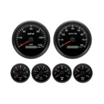 110MM BLACK GPS Speedometer 120MPH Tacho 8000RPM & 52MM Fuel/Temp/Oil/Volt Gauge