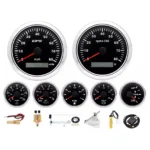 7 Gauge Set 85mm GPS Speedometer 80MPH Tachometer Fuel Level Oil Pressure Water Temp Trim Volt Gauge Fit Marine Boat Car