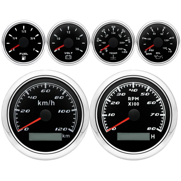 6 Gauge Set 85mm GPS Speedometer 0-120Km/H Tachometer for Marine Car Boat Truck
