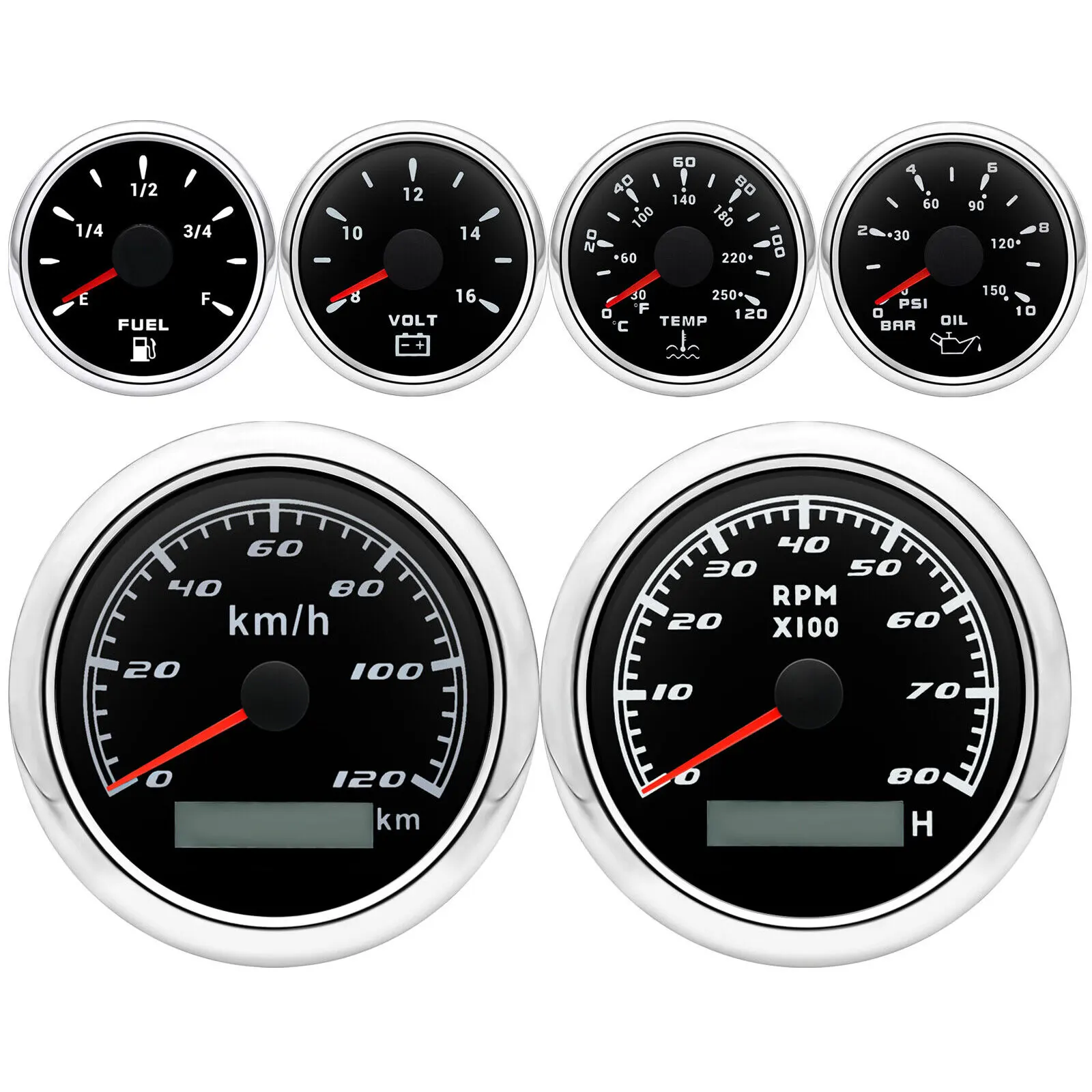 H4260af1c82784409a100788147eae048k.webp 6 Gauge Set 85mm GPS Speedometer 0-120Km/H Tachometer for Marine Car Boat Truck - Image 1