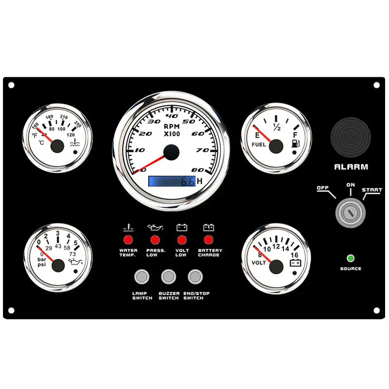 H428b3634773440788b165d7323f9ab49M.webp Hot Sale 300*190mm 8-16V 0-5bar Waterproof Rust-proof Marine Dashboard Switch Panel Boat Dashboards With Cover Box - Image 1