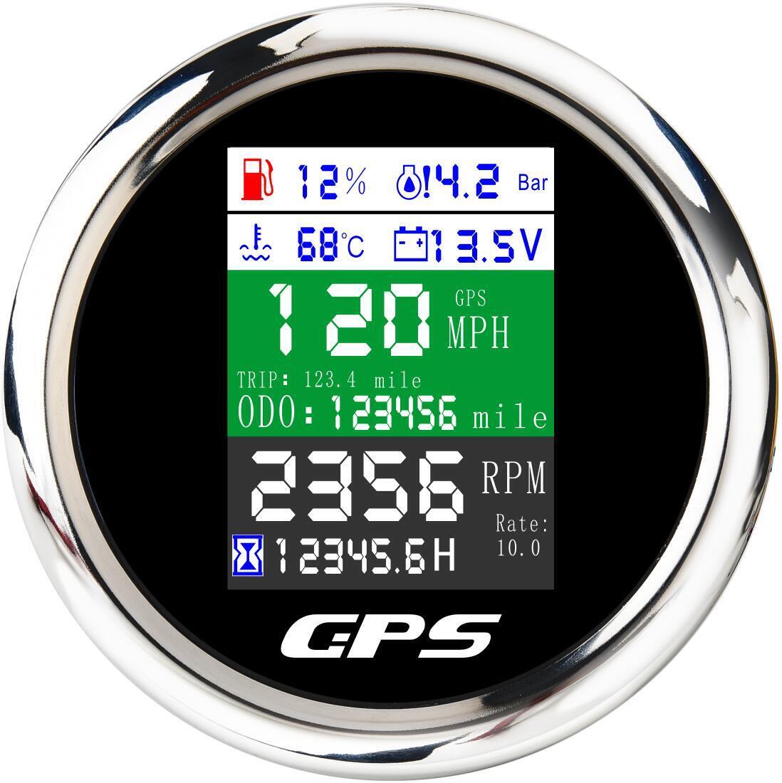 H43601b32fcd54bae95f1e5c2a3902b4cB.jpg 85mm Multi-function Gauge Car Marine GPS Speed Odometer Tacho Oil Temp Pressure - Image 1
