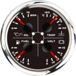 85mm 4 in 1 Warning Function Black Oil Pressure Fuel Level Meter Voltage Car Truck Temperature Gauge Water Multifunction Gauge - Image 2