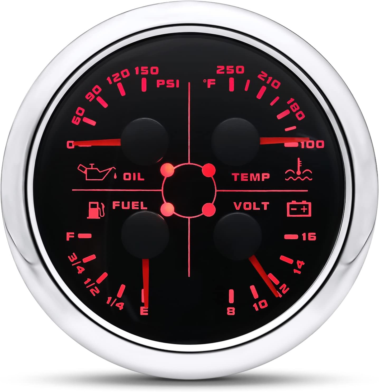 H4664ea4083014299a7ca90eeaa38c392p.jpg 85mm 4in 1 Gauge Fuel Level Gauge 240-33 Ohms Water Temp Oil Pressure Voltmeter - Image 1
