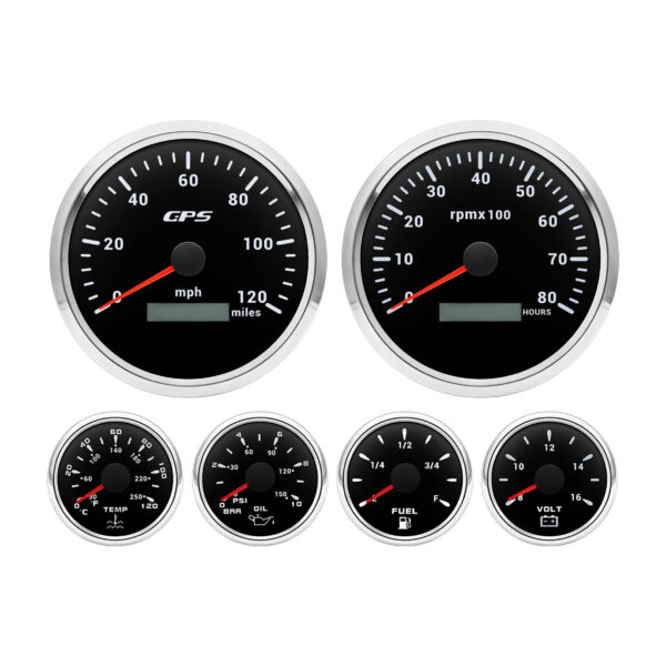 6 Gauge Set 110mm GPS Speedometer 120MPH Tacho Waterproof Car Marine Boat Truck