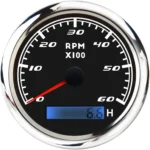 85mm Electrical 60 RPM Black Face White LED Tachometer with Hour Meter for Marine
