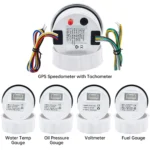 Stainless Steel Outboard 6-Gauge Boxed Set - Speedometer/Tachometer/Fuel Level/Voltmeter/Oil Pressure/Voltage Black - Image 5