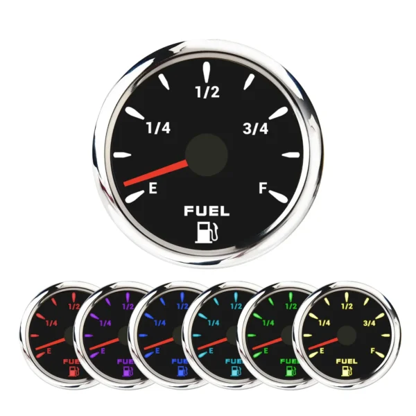 52mm White LED Black Faceplate 316 Stainless Steel Rim Stepper Motor Movement Fuel Level Gauge for Automobile Generator