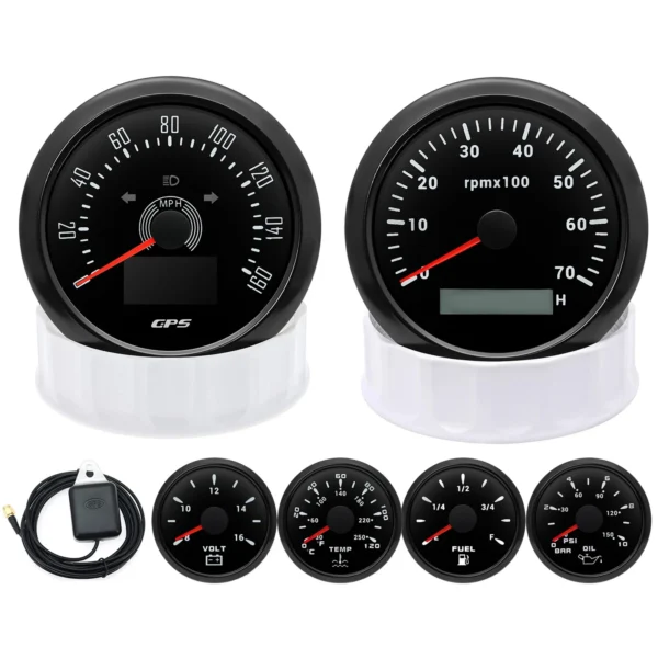 6 Gauge Set 85mm GPS Speedometer 0-160 MPH Waterproof for Marine Boat Car Truck