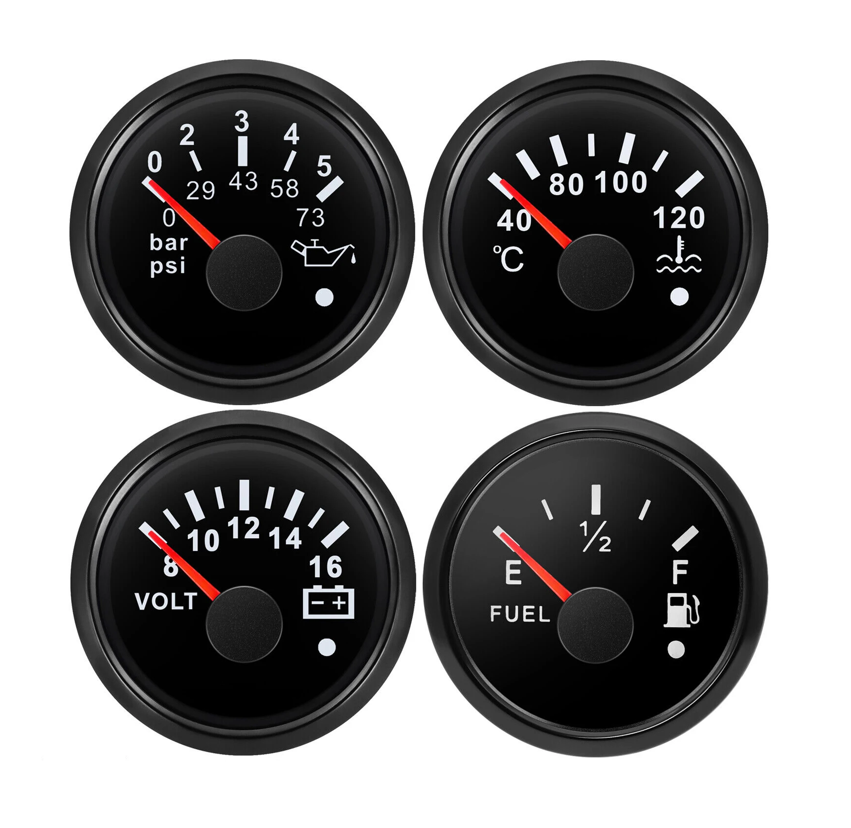 H4b70fd01e6664390a474deaa008cc8d8E.webp 252mm Fuel Level Oil Pressure Water Temp Voltmeter Gauge for Boat Car Truck ATV - Image 1
