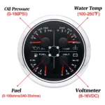 2 Gauge Set 85mm GPS Speedometer 0-160 MPH Tacho Fuel Temp Oil Volt With Sensor - Image 2