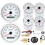 85mm White GPS Speedometer 80MPH&Tacho 8000RPM with Sensor for Boat Car Truck US