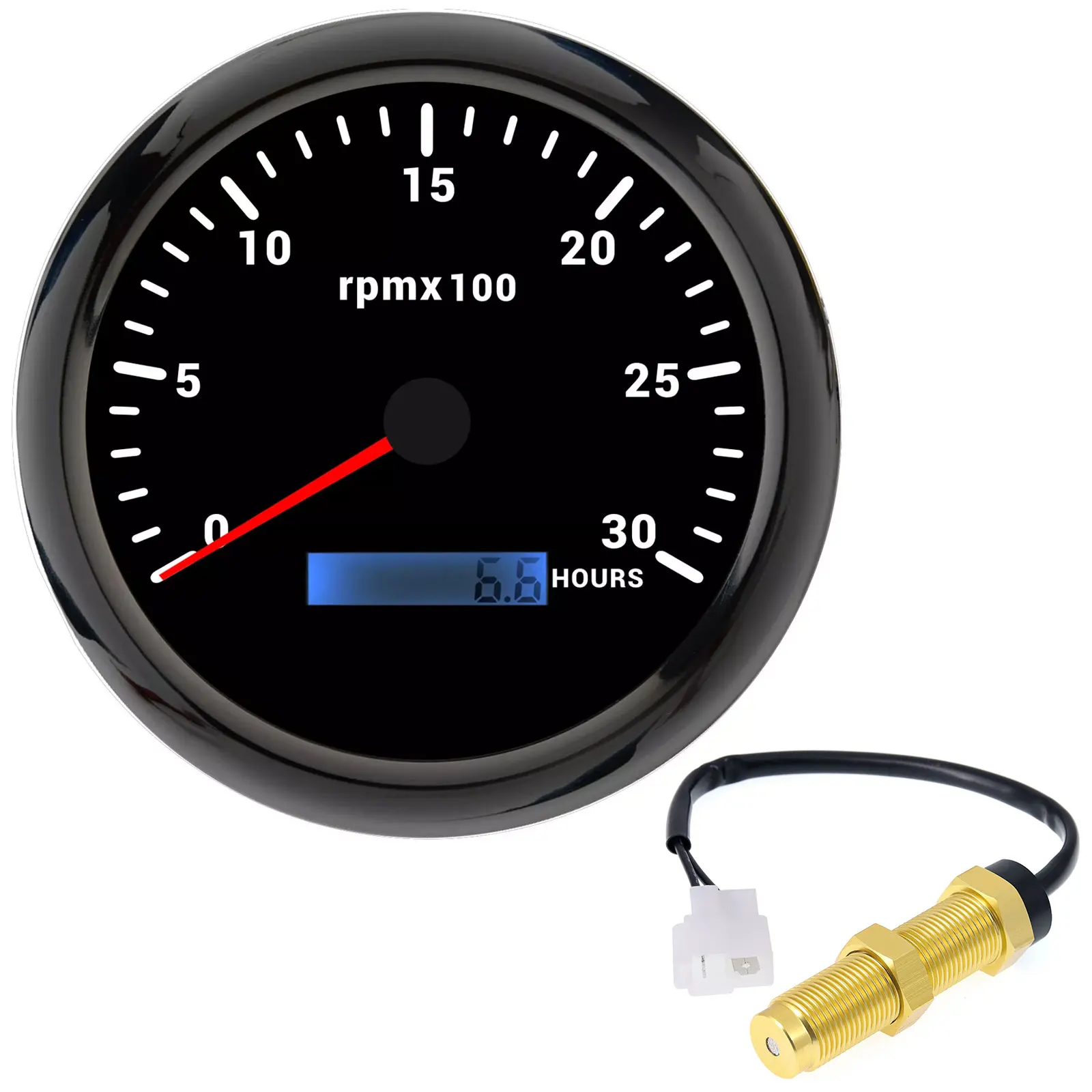 H4f47d2846e8e458a90f875455fb04059A.webp 110mm 4-3/8'' 0-3000RPM Tachometer Tacho Gauge Hourmeter for Car Boat Universal - Image 1