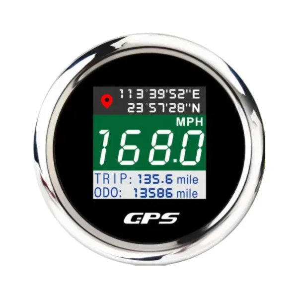 Motorcycle 52mm Digital GPS Speedometer Odometer Mileage Trip Counter Adjustable Overspeed Buzzer Alarm