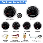 6 Gauge Set With Sensor 85mm Car GPS Speedometer 160MPH&Tachometer 8000RPM Gauge - Image 6