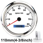 110mm Tachometer Gauge LCD Tacho Hour Meter 0-8000RPM 7 Colors LED for Car Boat - Image 2