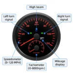 110mm Black GPS Speedometer 120MPH With Tachometer With Turn Signal High Beam - Image 4