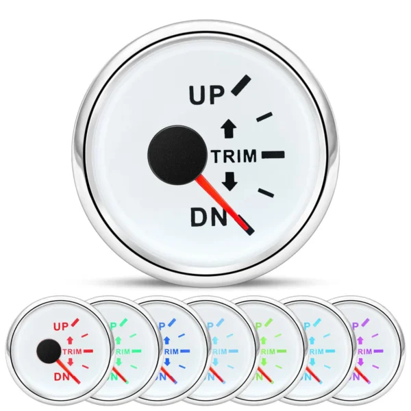 52mm Trim Meter Trim Gauge 0-190ohms 7 Colors LED for Boat Truck Marine 9-32V