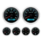 52mm Car Fuel Oil Pressure Volt Water Temperature Gauge 85mm Tachometer Speedometer 6 in 1 MPH C BAR - Image 2