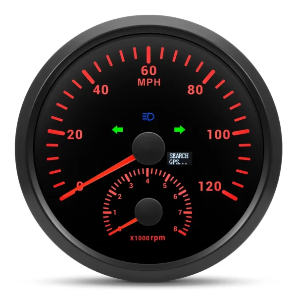 110mm Black GPS Speedometer 120MPH With Tachometer With Turn Signal High Beam