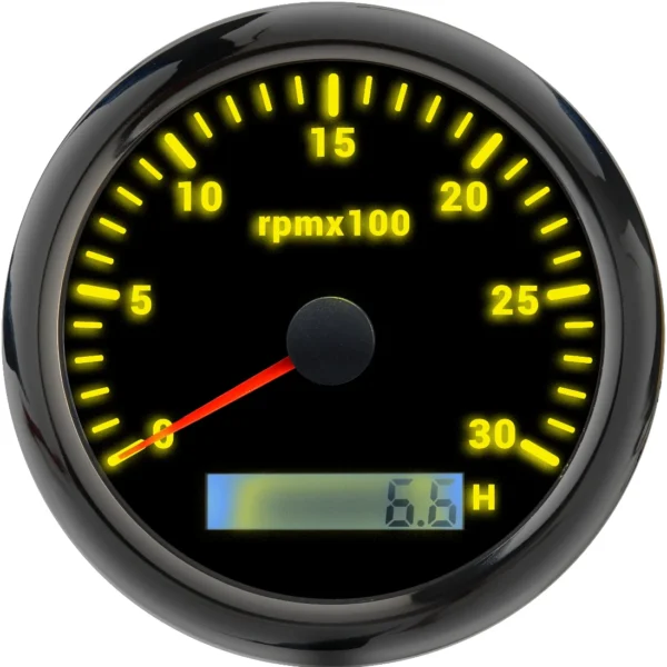 Tachometer RPM Gauge 3000 RPM Trucks Motorcycle Marine Boats 85mm Digital Hour Meter Yellow Light