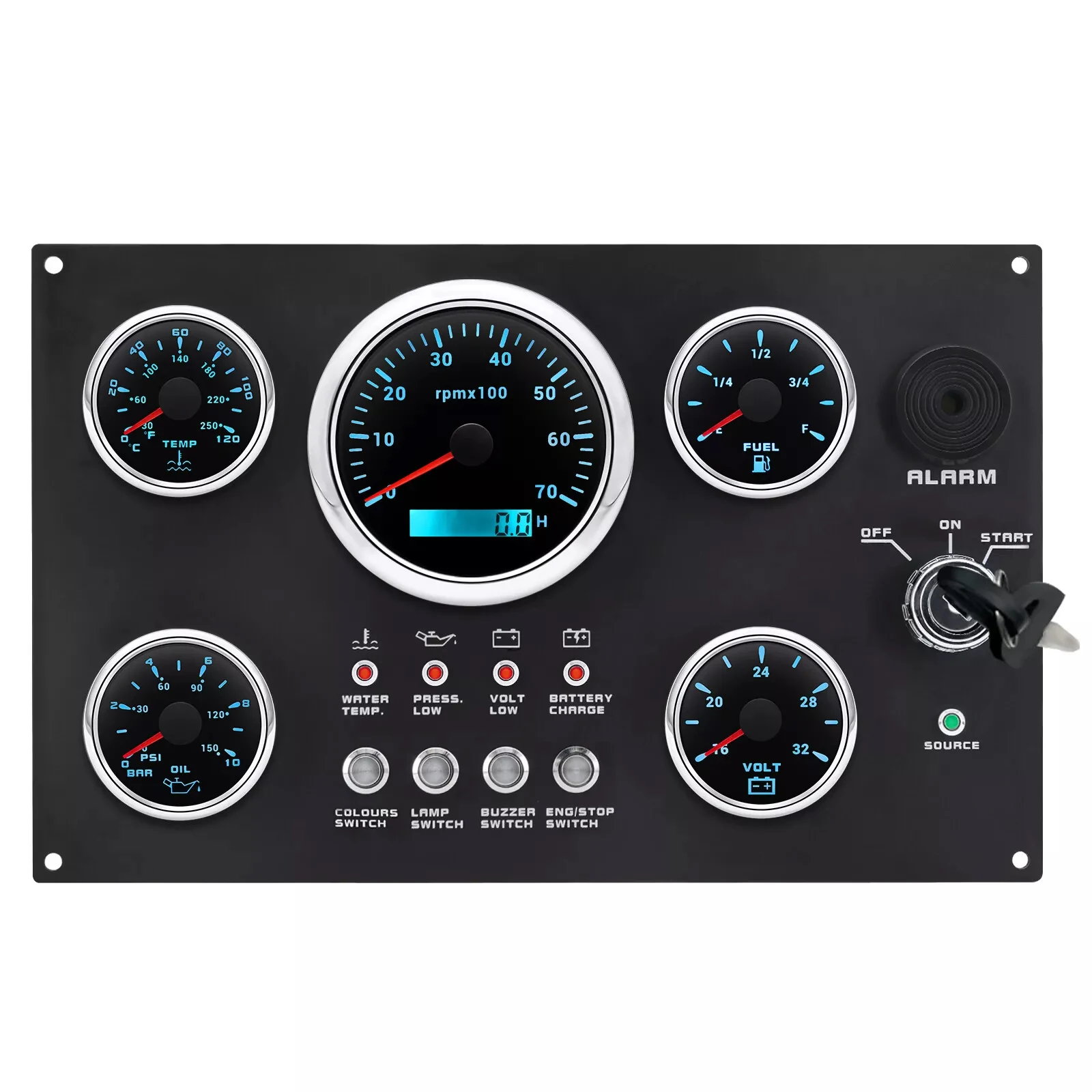 H5d1b78367d544311959395a029df9850Z.webp 5 Gauge Set with Instrument Gauge Panel 0-7000RPM Tachometer for Marine Boat Yacht - Image 1