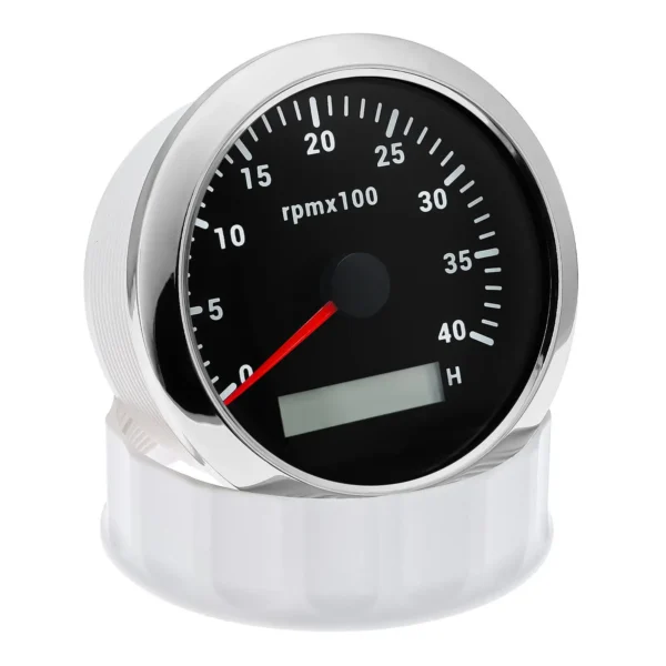 85mm Black RPM Tachometer Gauge LCD Tacho Hour Meter 0-4000RPM for Car Boat