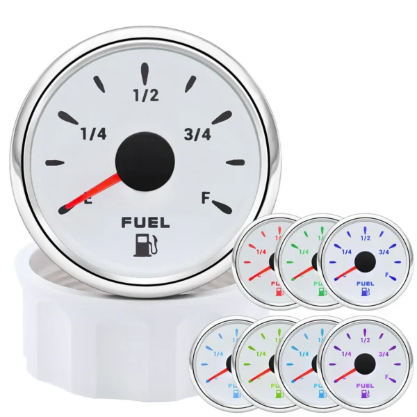 2 52MM Universal Gas Fuel Level Gauge 0-190ohms 240-33ohms Analogue LED Car Marine Boat