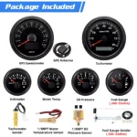 6 Gauge Set 85mm GPS Speedometer 120MPH & Tachometer 8000RPM Fuel Level Oil Pressure Water Temp Volt Gauge Fit Boat Car - Image 5