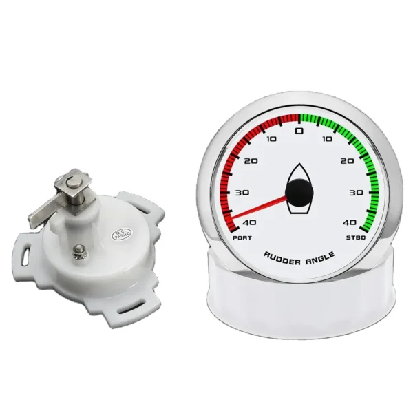 White 85mm Rudder Angle Indicator Gauge Meter 0-190ohm with Red Backlight 9-32V for Marine Boat Vessels