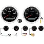 7 Gauge Set with Sensor 85mm GPS Speedometer 120MPH & Tachometer 6000RPM Fuel Level Oil Pressure Water Temp Trim Volt