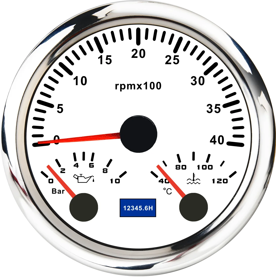 H60e4273954434d0fbcf2ba6a0b2eaf17V.webp 85MM 3IN 1 Boat Tachometer 0-4000RPM Oil Pressure Water Temp Gauge LCD Hourmeter - Image 1