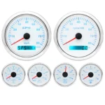 6 Gauge Set 85mm GPS Speedometer 0-80MPH Tachometer Fuel Level Oil Pressure Water Temp Volt