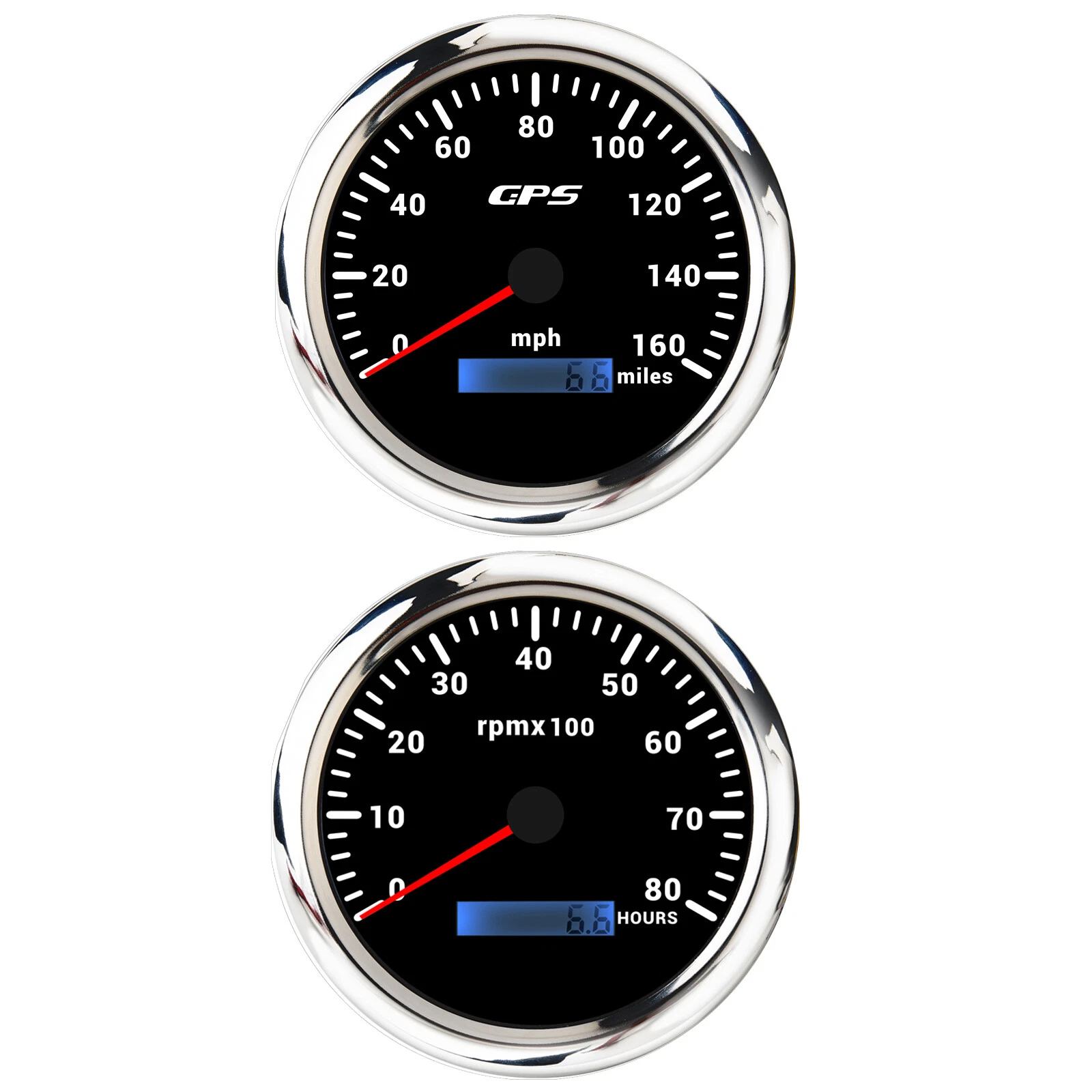 H6167485354ec49ecb8d1bec2cee7fe99G.jpg 2 Gauge SET 110mm Waterproof GPS Speedometer 160MPH Tachometer 8000RPM for Boat - Image 1