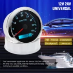 85mm Black RPM Tachometer Gauge LCD Tacho Hour Meter 0-4000RPM for Car Boat - Image 6