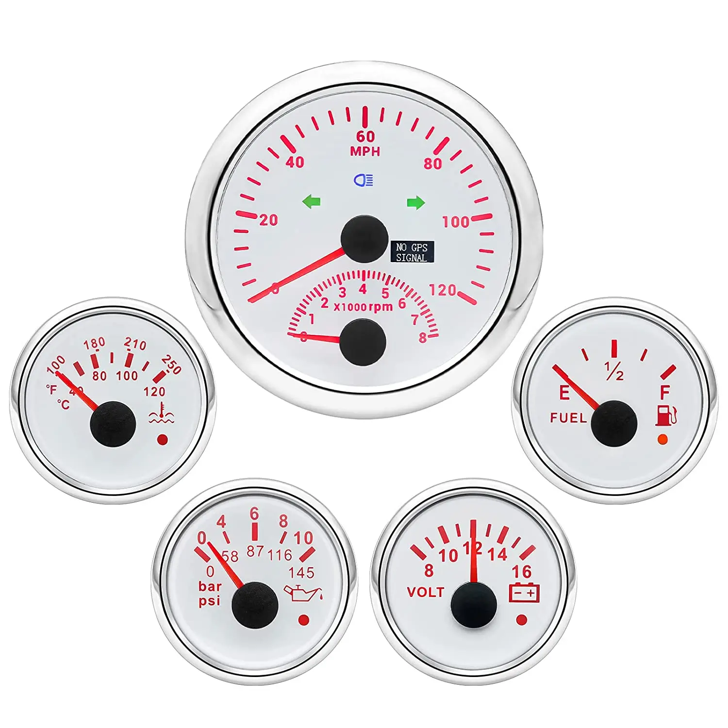 H694f05ac251847abacd157d7ad968b89a.webp Auto Meter Gauge Kit. 5 Pc. Tach with Mph/Fuel/Oilp/Wtmp/Volt. Ultra-Lite - Image 1