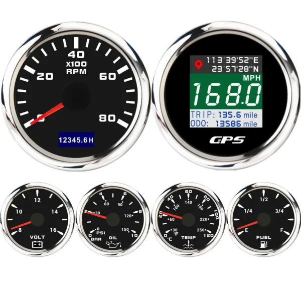 52MM Car GPS Speedometer/Tacho 8000RPM/Fuel Level/Oil Pressure/Water Temp/Volt