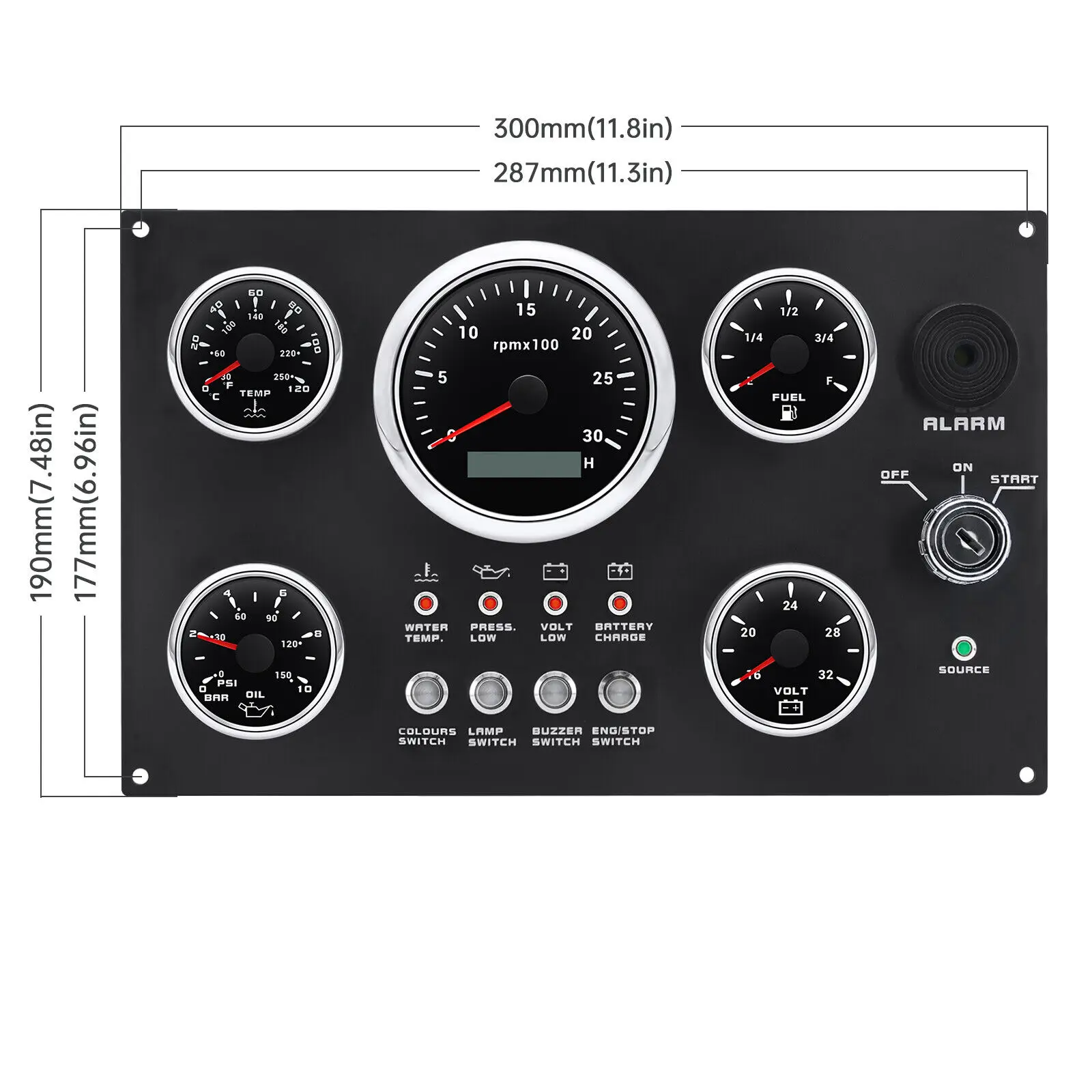 H6d399a0117a248d98f5c13117417aff4O.webp 5 Gauges Waterproof Marine Instrument Panel Boat Instrument Panel Boat Dashboards - Image 1