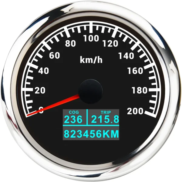 85mm Electrical 200kmh Black Face White LED Speedometer with Odometer GPS Sensor for Automobile