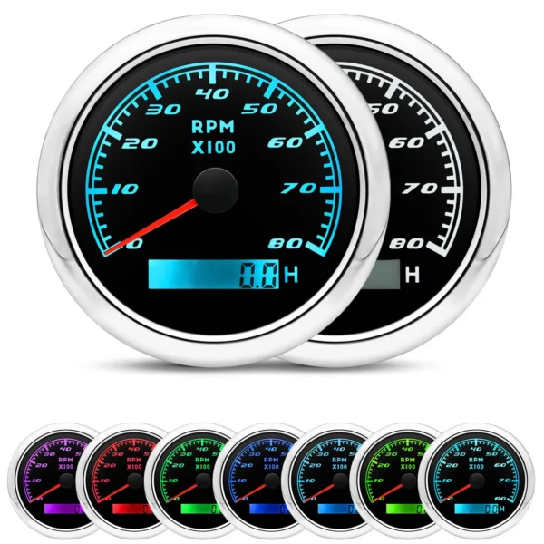85mm Car Tachometer RPM Gauge 0-8000RPM With 7Colors Car Truck Motorcycle ATV UTV Marine Boat Yacht